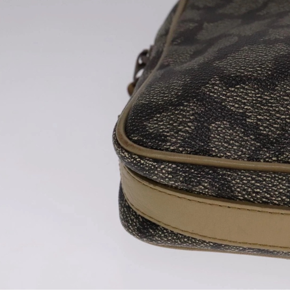 Yves Saint Laurent Vintage Cosmetic Pouch Tan Gray Monogram Travel Case YSL - Picture 6 of 6